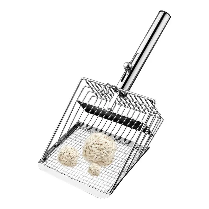 Совок для кошачьего туалета Подъемник для кошачьего какашек Прочная лопата для просеивания с эргономичной ручкой Сверхмощная сетка с антипригарным покрытием