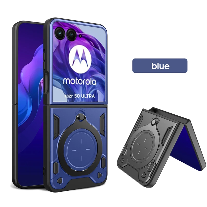 

Чехол для MOTO Razr 40 50 Ultra Plus 2024, держатель с магнитным поворотным кольцом, подставка, тяжелый противоударный чехол для телефона, чехол