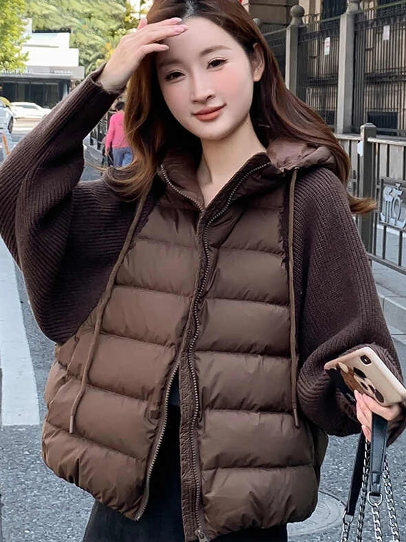 

Парки женские и короткие зимние шерпы для девочек, двухслойная водолазка на молнии с ромбовидным украшением, офисная деловая повседневная стильная 2025