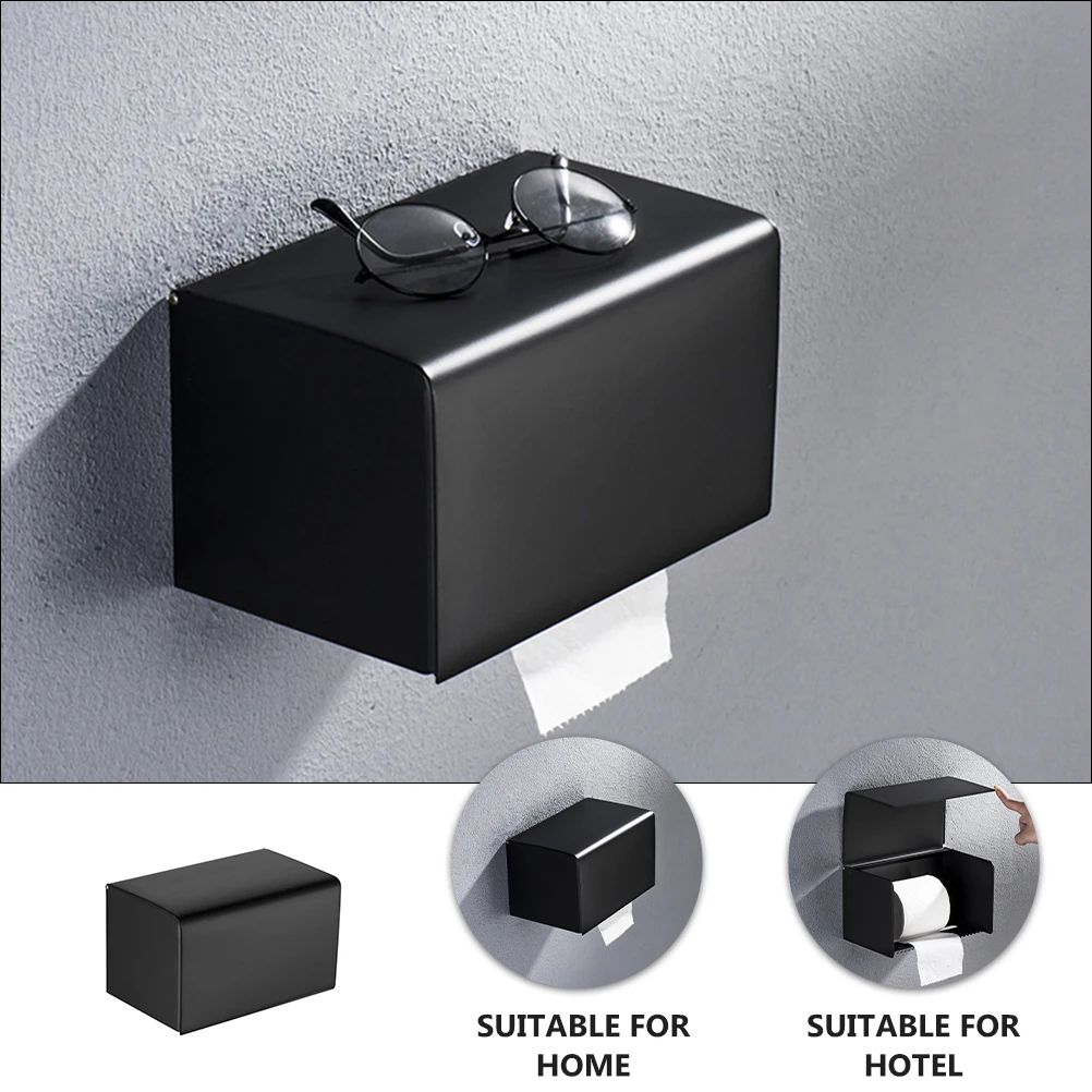 

Stainless Steel Waterproof Tissue Box Holder Wall Mounted For Bathroom Toilet Paper Storage With Edge Nail Holes Multi