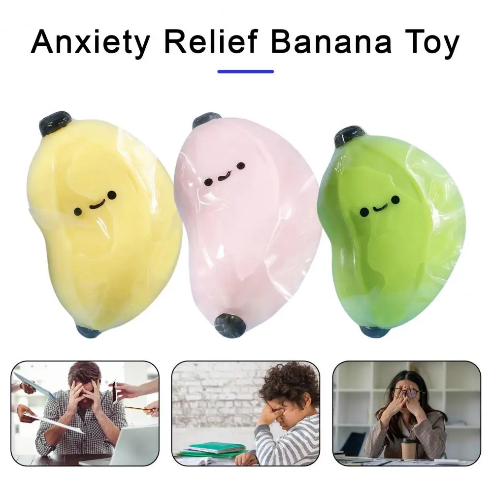 Tpr Squeeze Ball Banana Stress Relief Toy Soft Tpr Cartoon Banana Squeeze Toy for Anxiety Relief Stress for Teens for Relaxation
