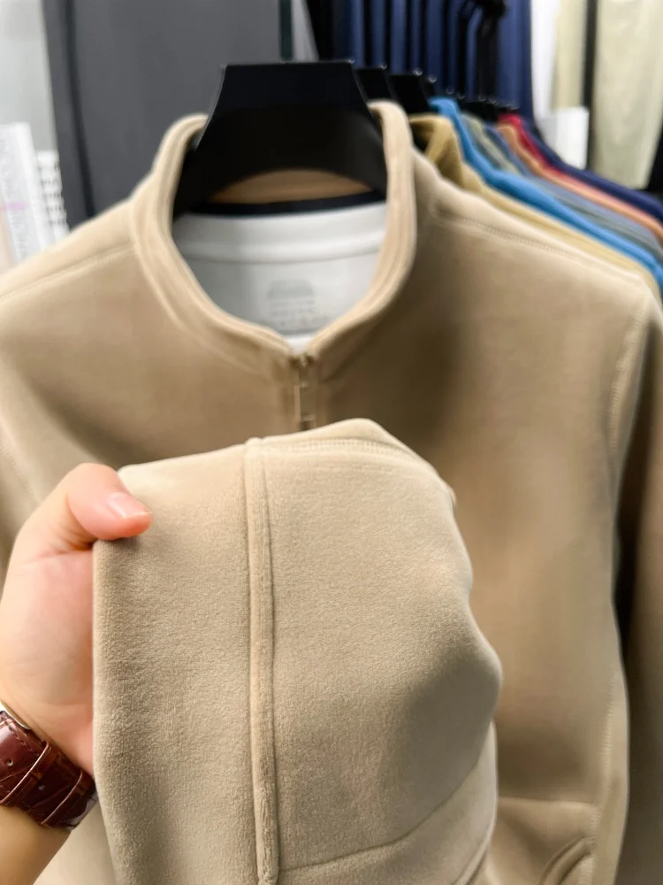 Modische Herrenjacke für Herbst und Winter, hochwertige, verdickte, warme Samtjacke, High-End-Marke Paul Pony, bestickte Jacke mit Reißverschluss und Stehkragen – Detail 27