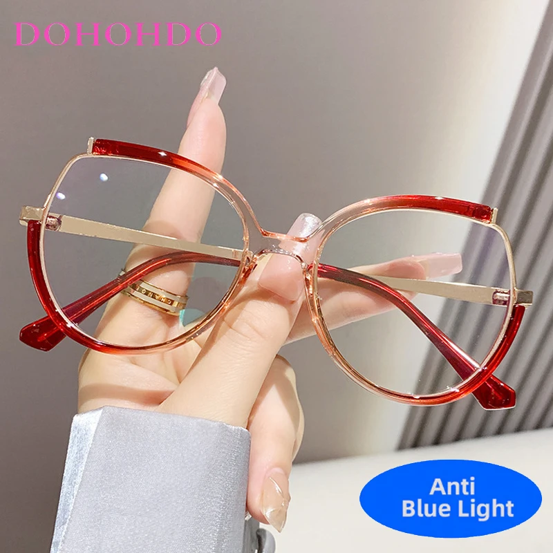 

Fashion Retro Oversized Round Metal Frame Eyeglasses Men Women Luxury Brand Designer Reading Computer Anti-Blue Light Glasses