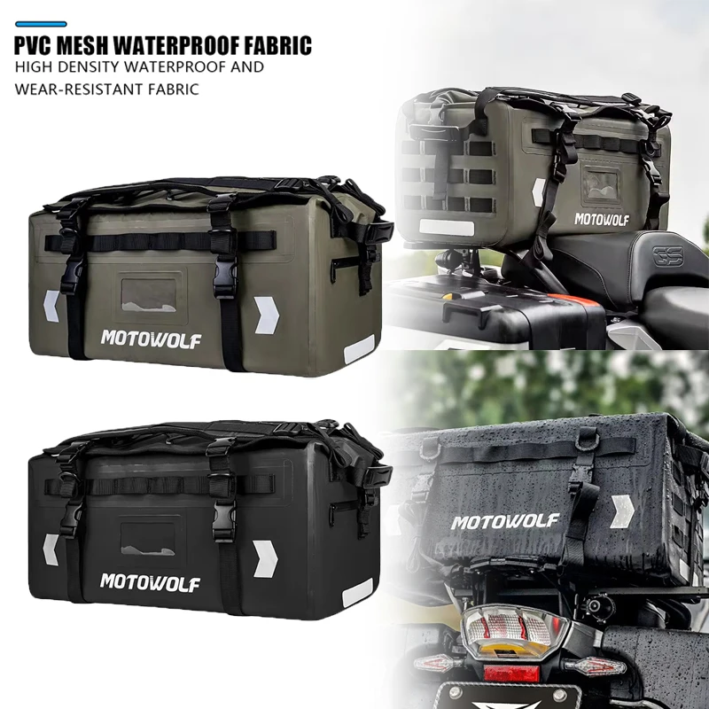 Motorcycle  Back Seat Bag 37L/40L/66L/90L Universal Scooter Travel Cycling Riding Luggage Dry Bag Roll Pack Saddle bag Seat Bag