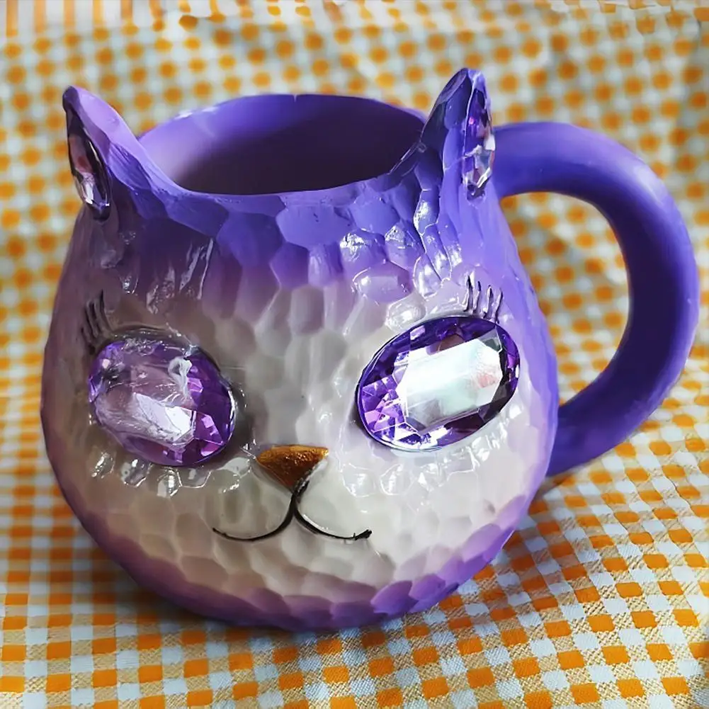 

Смоляная кружка с милым котенком и минеральной кристаллической пещериной, чашка для кофе, чая, ручной работы, домашний декор для кухни, гостиной, любителей