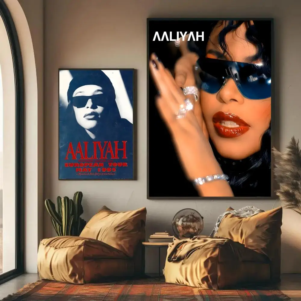 Aaliyah Poster Stickers Mural Painting Self-Adhesive Decor For Bedroom Living Room Home HD Wall Decals Gift
