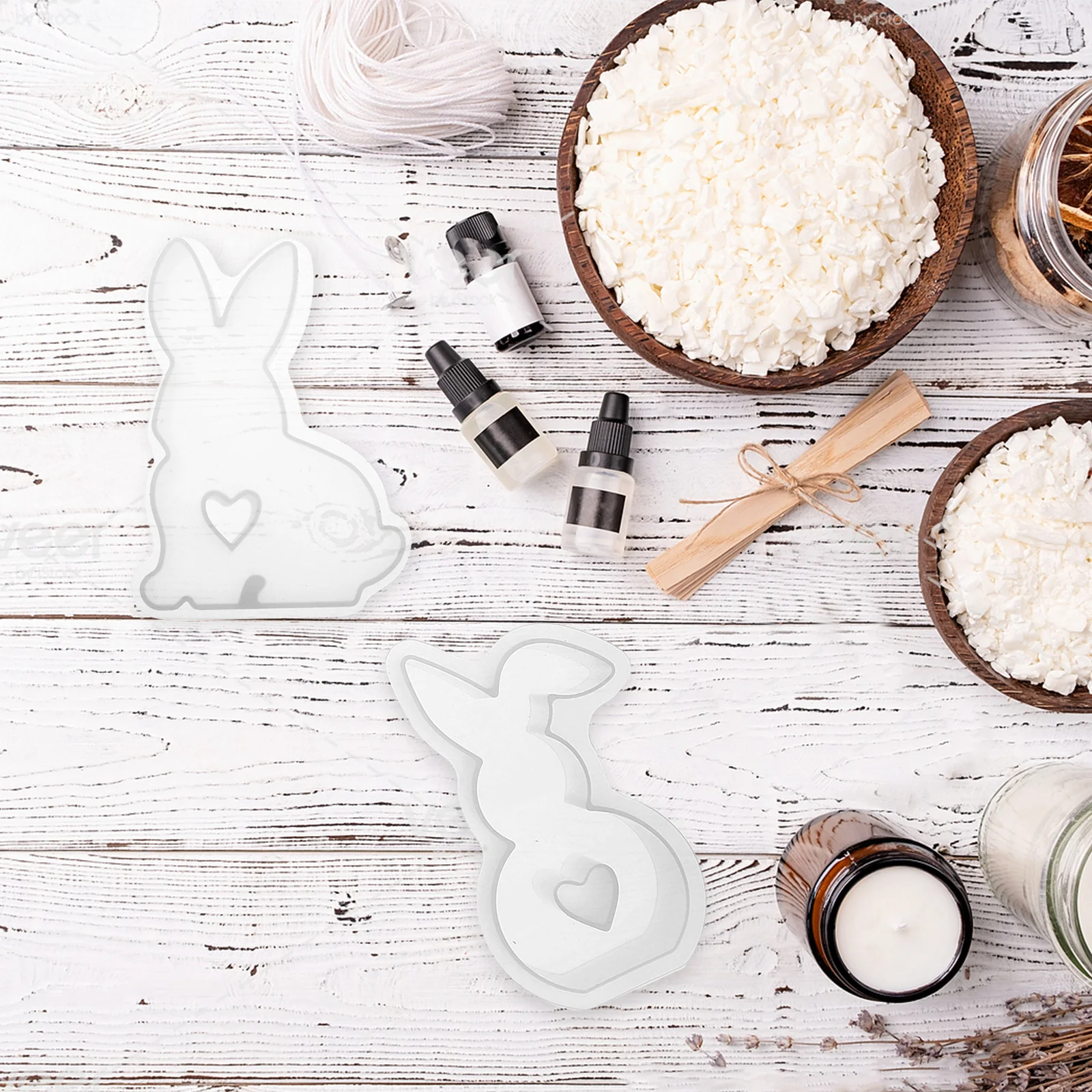 

6Pcs Bunny Shaped Silicone Mold Easter Making Mold DIY Craft Tools Easter Silicone Molds Molds for Candles