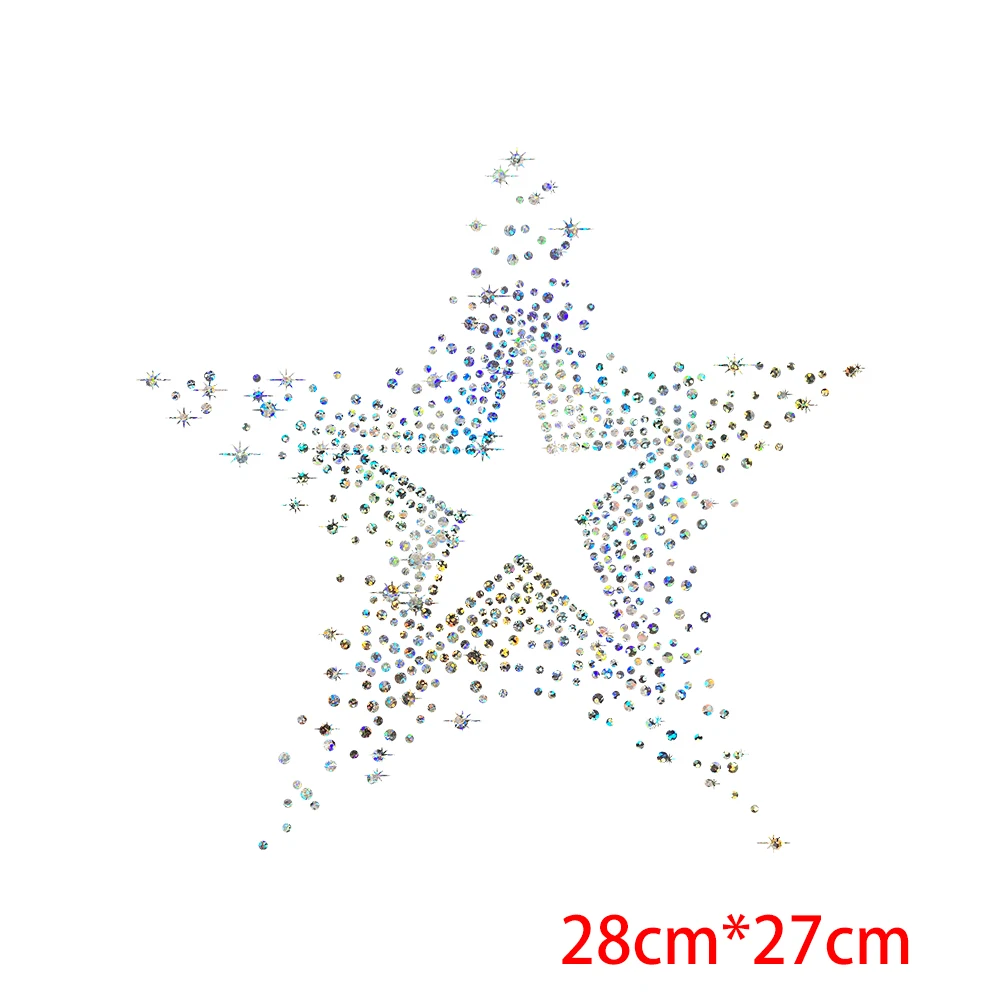 Colorful Flash Star Graphic Sequin Patch Heat Transfer Stickers Parches Termoadhesivos Para Ropa Rhinestones Appliques T-shirts