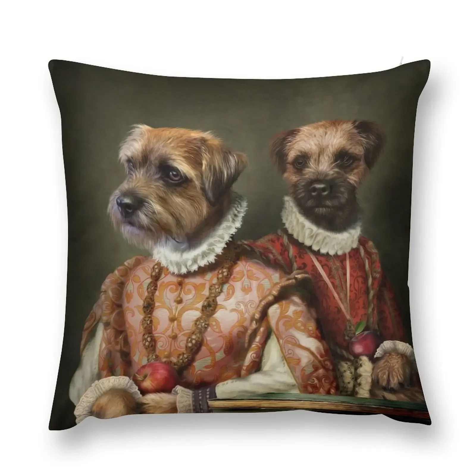 Border Terrier Dog Portrait - Holly and Ivy Throw Pillow Decorative pillow case christmas ornaments 2025 pillow