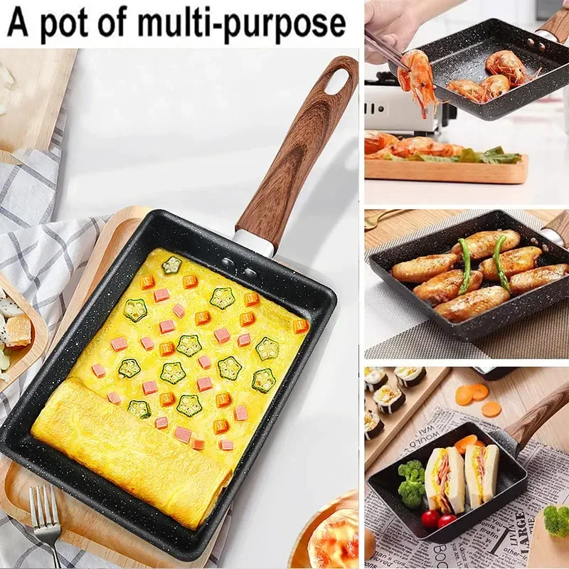 Japanese Omelette Pan Nonstick Egg Skillet Rectangle TamagoSmall Egg Frying with Cooking Tools Tamagoyaki