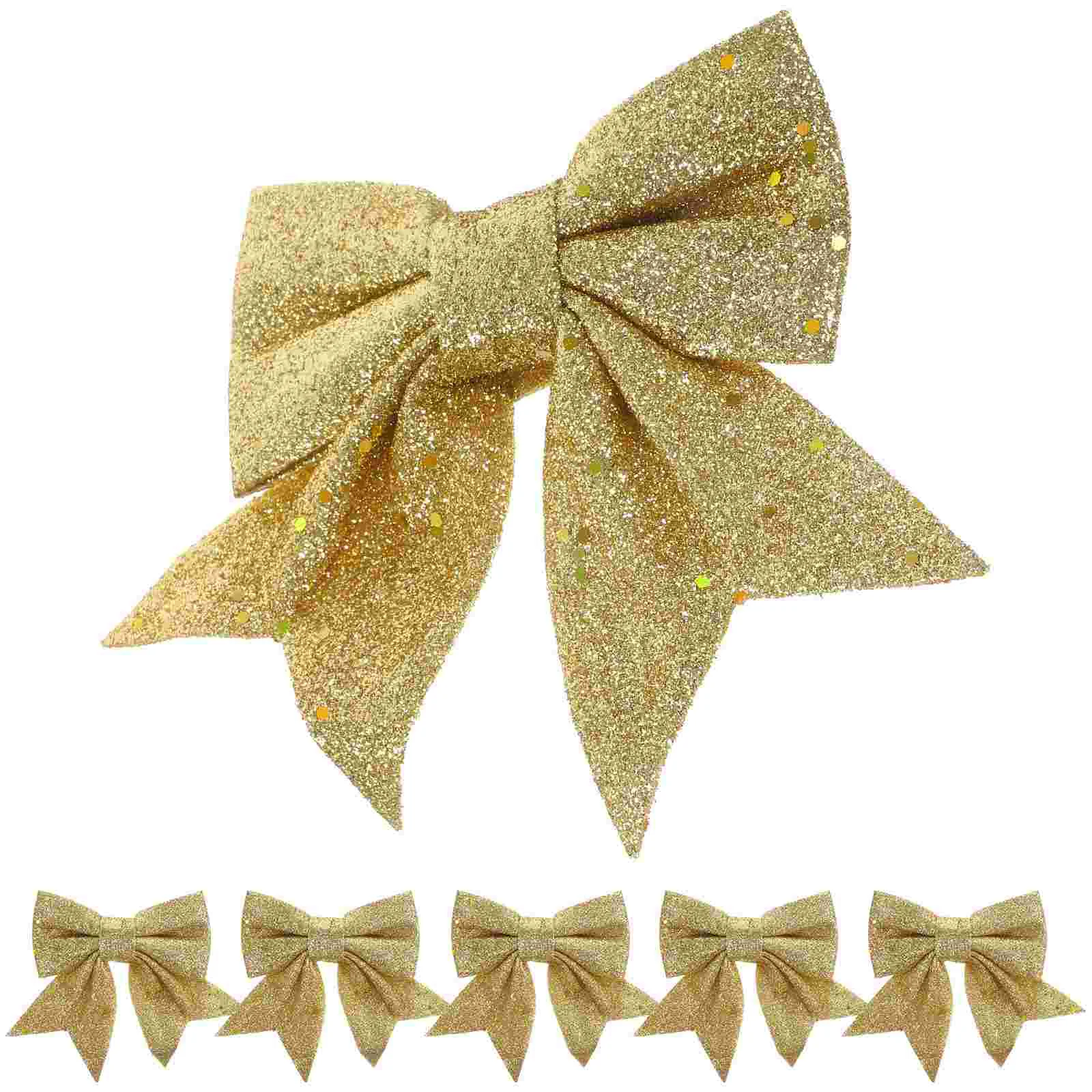 

6 Pcs Gifts Christmas Bow Party Adornment Decor for Xmas Tree Decoration Bow-knot Decors Golden