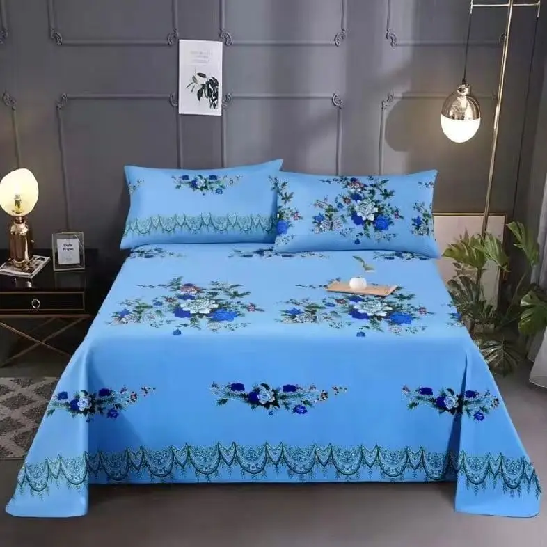 3pcs/Set Home Textile Bed Sheet Set with Pillowcases Cotton Material Lovers Home Room Bedding Flat Sheet Bed Sheet Set