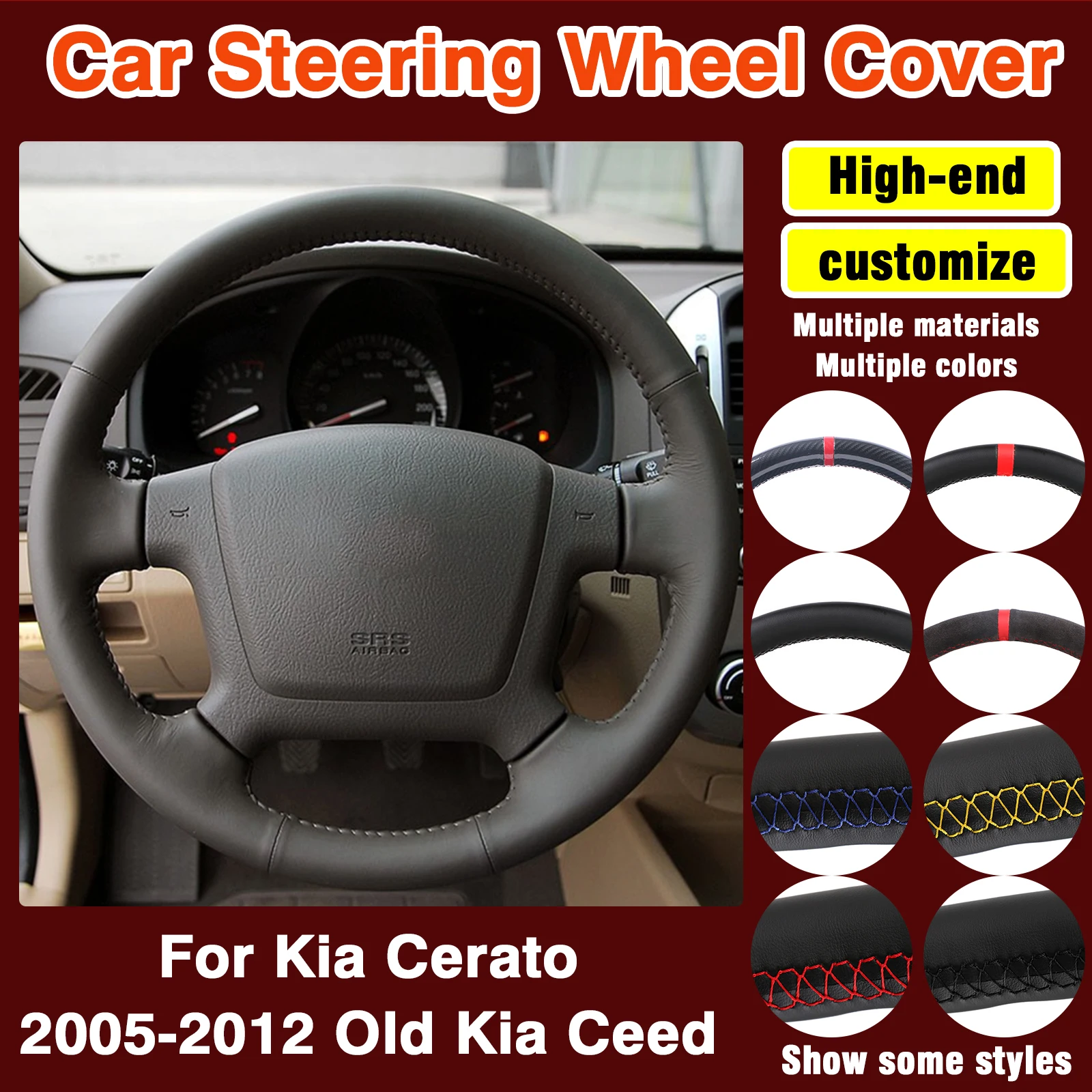 

Scratch-Resistant DIY Car Steering Wheel Cover Microfiber Leather For Kia Cerato 2005-2012 Old Kia Ceed