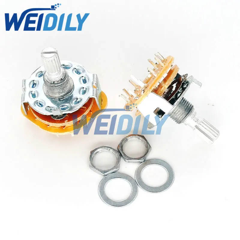 1PCS RS25 Shaft Panel Mount 1P11T 2P4T 2P5T 2P6T 3P3T 3P4T 4P3T Rotary Switch Selector Band