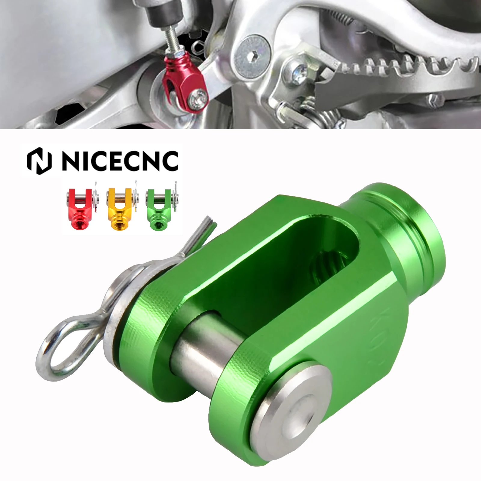 NICECNC Billet Rear Brake Clevis For Kawasaki KX KLX 80 85 100 125 250 D-TRACKER Suzuki RM RMX DRZ DR-Z 400S 400SM LTR450 250SB