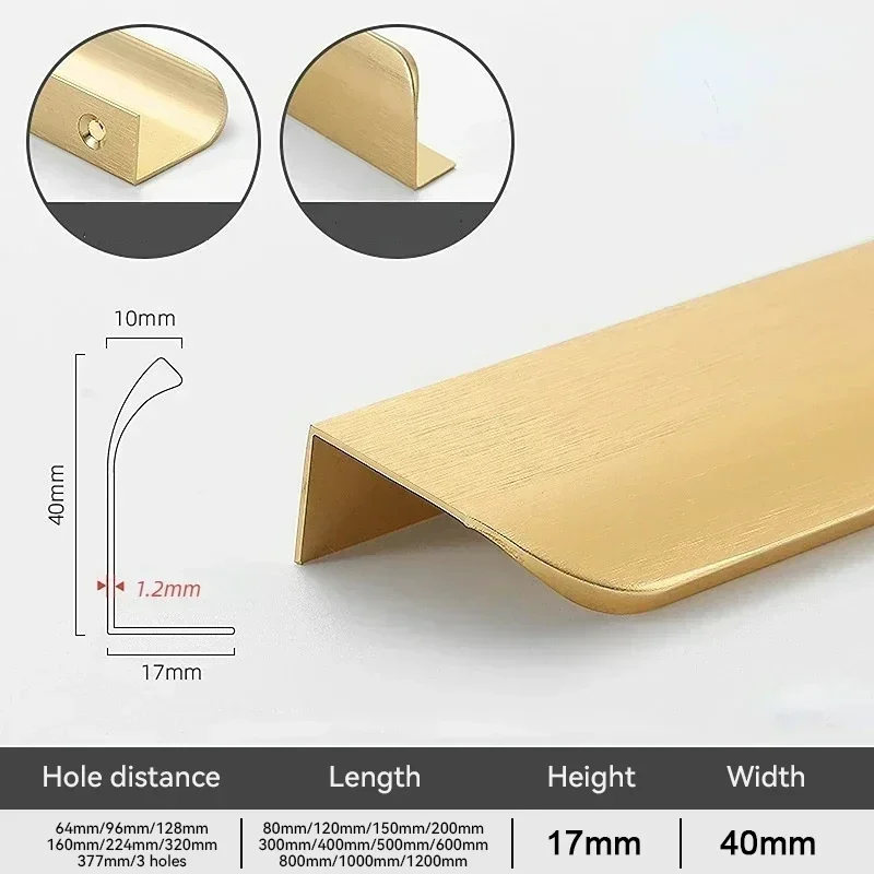 Einfache versteckte Schrankgriffe, Küchenschranktürgriffe, elegante lange Griffe, Möbelgriff aus Aluminiumlegierung, Hardware