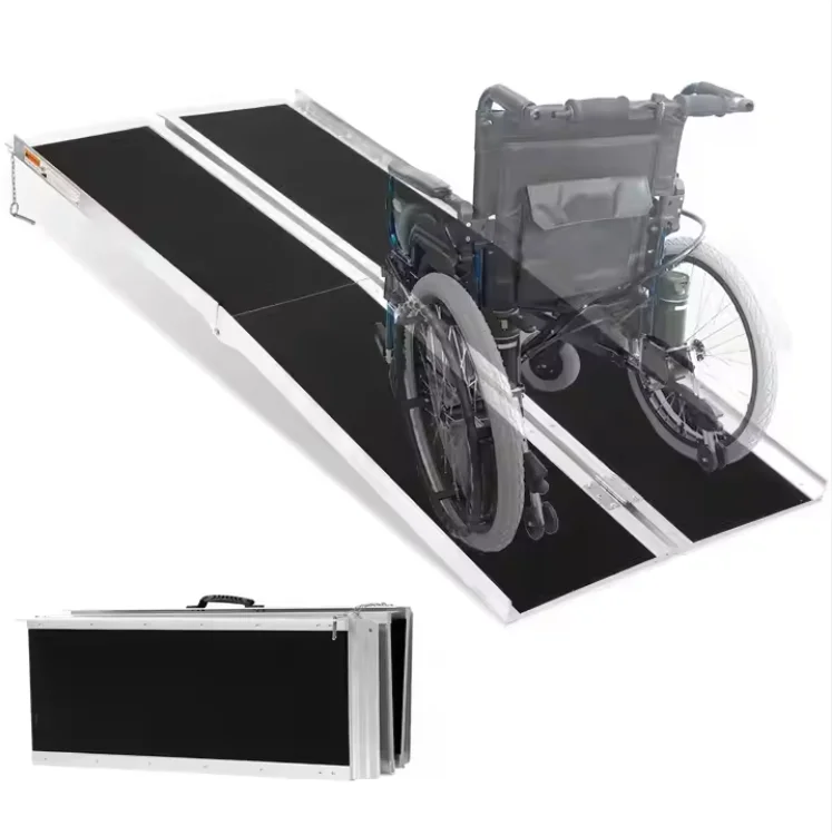 2025 new folding aluminum wheelchair access ramp portable non-slip wheelchair ramp 3