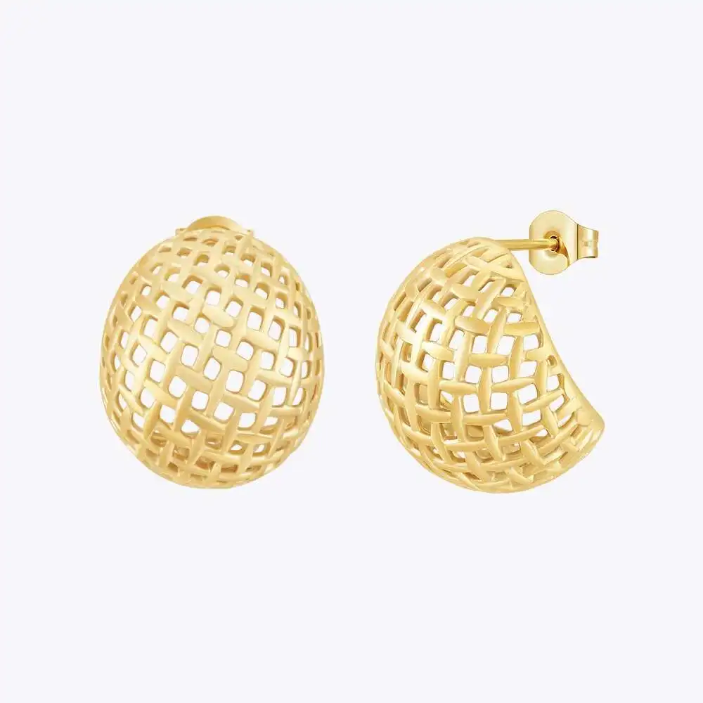 

ENFASHION Hollow Mesh Stud Earrings For Women Aretes De Mujer 18K Gold Plated In Earings Fashion Jewelry Everydaywear E231523