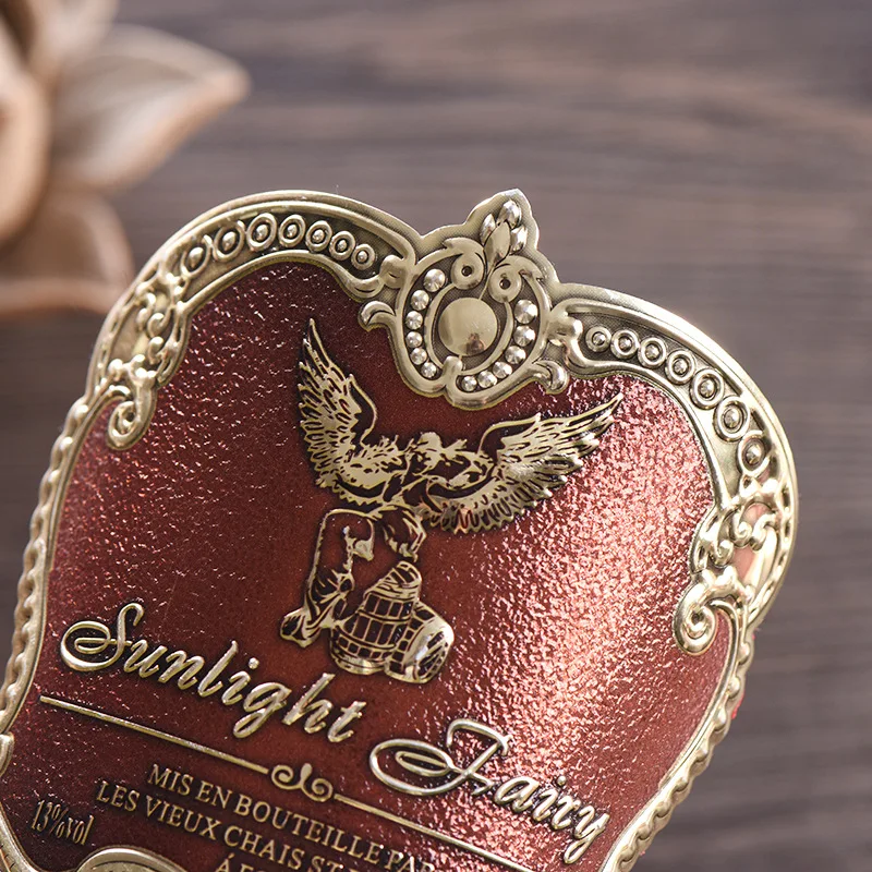 custom.Antique Modern Custom Metal Stickers 25mm Printed Aluminum Labels Red Wine Perfume Plated Pewter Nameplates Paintings