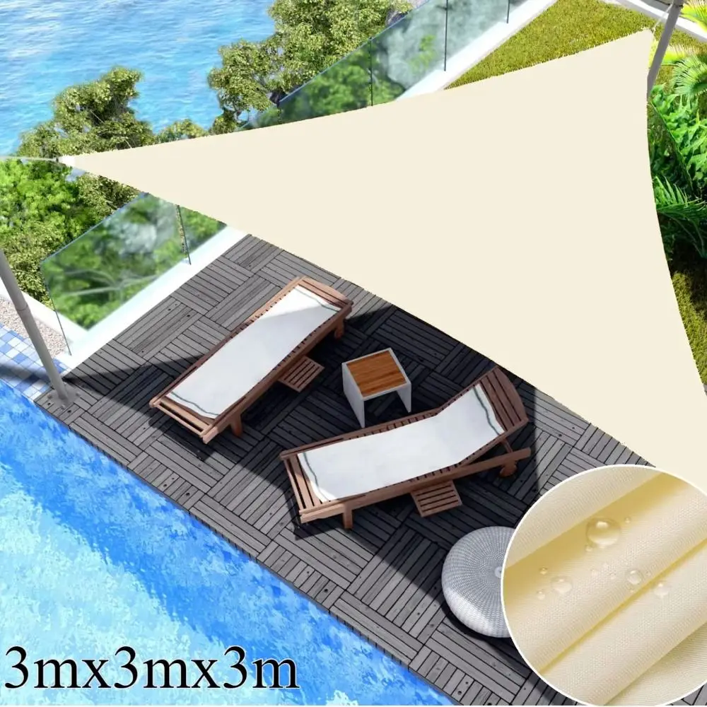 مرفق خارجي مثلث مقاوم للماء مأوى للشمس 3x3x3 متر حجم 95% UV كتلة مظلة خارجية محمولة مع حبال الظل حديقة الشراع #3