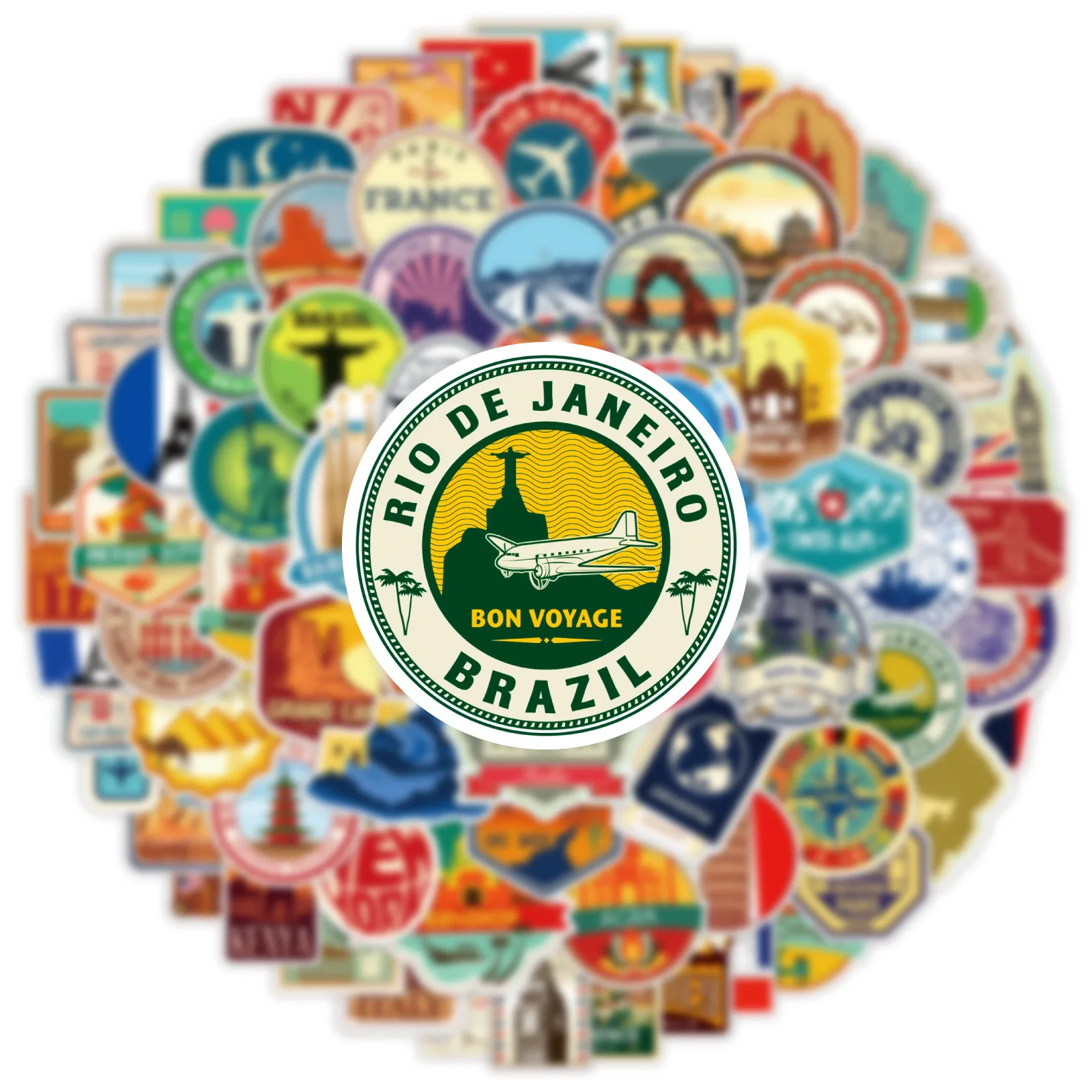 100 STKS Reizen Graffiti Stickers Auto Telefoon Computer Gitaar Decoratieve Stickers Notebook Waterdichte Briefpapier Stickers