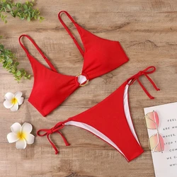 2024 new European and American striped split swimsuit for women, bikini sexy cross-border bikini swimsuit