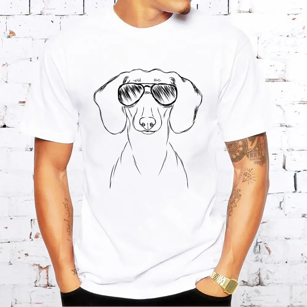 Men's Casual Printing Dachshund Teckel Funny Cute Dog Animal T-shirt High-fashioned Short-sleeved Men's T-shirt Men's Shirt