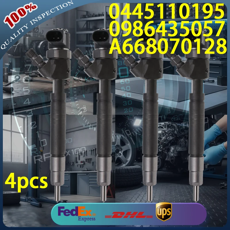 

0445110195 Дизельный инжектор Common Rail 0986435057 A668070128 для дизельного двигателя Mercedes-Benz A Class 1.7 CDi 1998-08/2004, 4 шт.