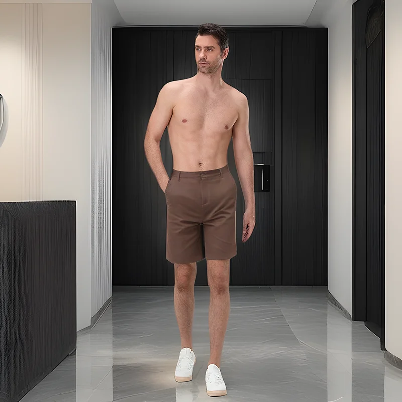 Pantalones cortos de lino ligeros para hombre con cintura elástica y bolsillos Pantalones cortos de verano transpirables informales hasta la rodilla