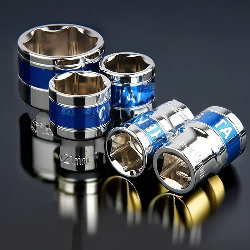 Imagem -04 - Polegada Azul Curto Hex Soquete para 836 mm Remoção de Porca Cr-v Aço Anti-ferrugem Conjunto de Ferramentas de Impacto Tratamento Unidade Chave de Catraca Soquete 1