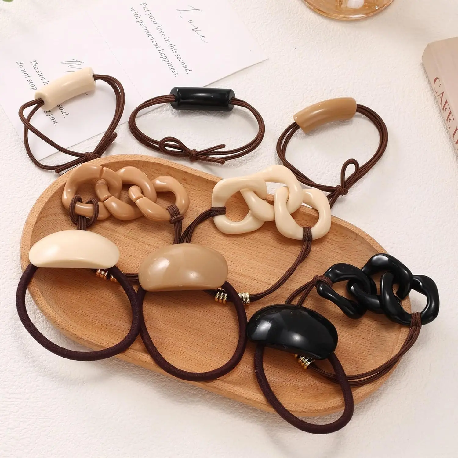 9/12Pcs Fashion Chain Link Acrylic Hair Rope For Women Simple Geometric Hairband Elastic Rubber Band Scrunchies Hair Accessories