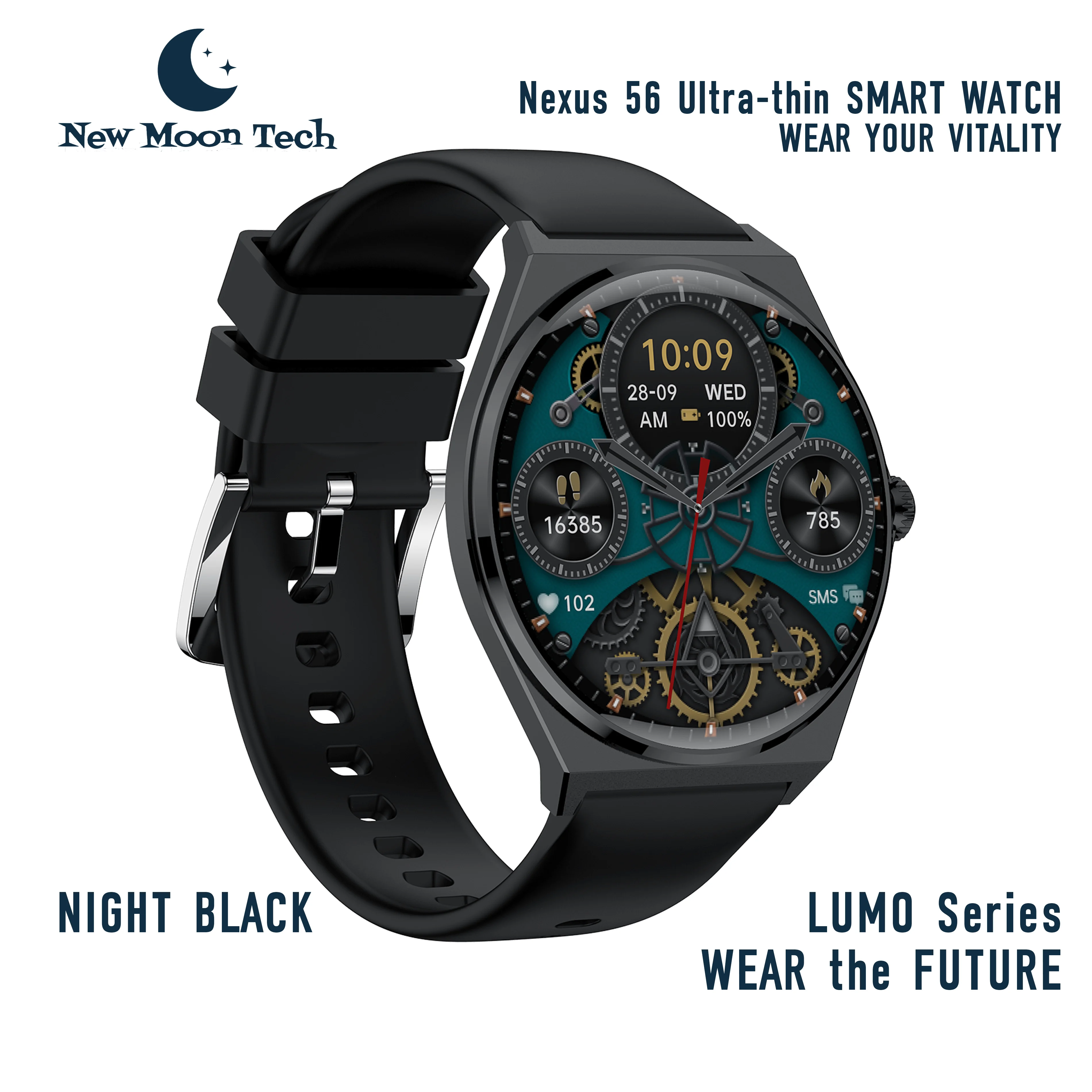 New Moon Tech Smartwatch LUMO Series Nexus56 Wireless Ultra Thin Smart Watch Men Business Watch Call Sports Modes Sleep Monitor