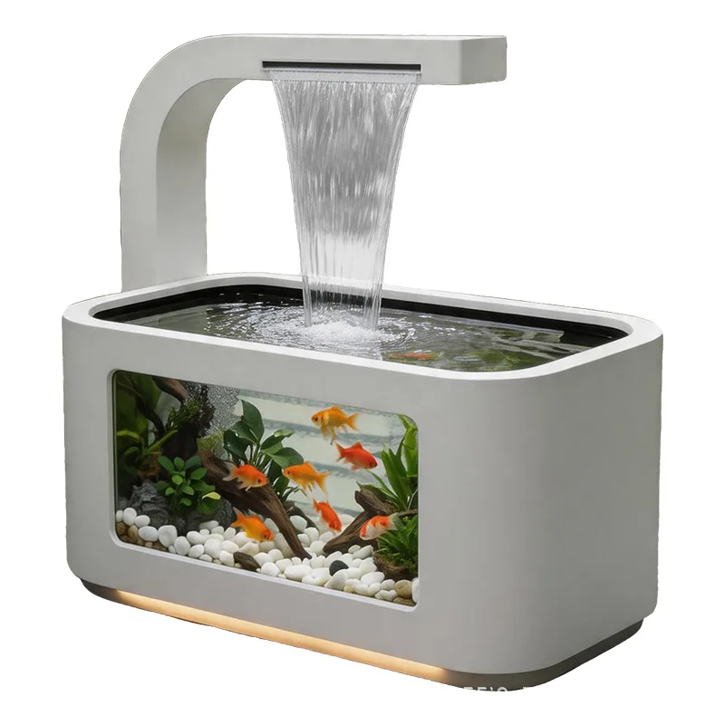 Outdoor Garden Flowing Water Landscape Pool, Aluminum Stainless Steel Stacked Waterfall, Indoor Balcony Recirculating Ecological