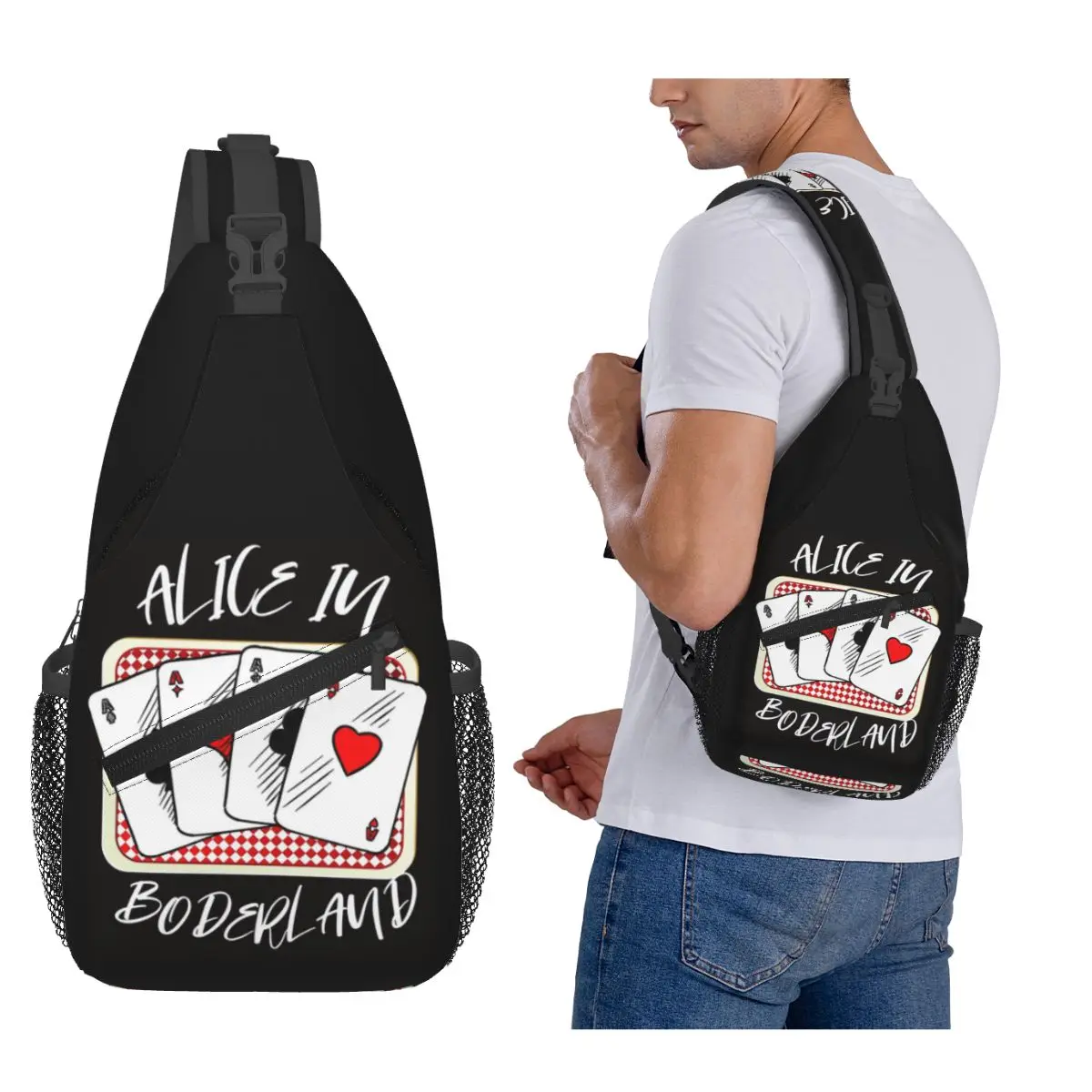 

ALICE IN BORDERLAND Chest Bag Men Sling Crossbody Backpack Chest Bag Travel Hiking Daypack Shoulder Bag