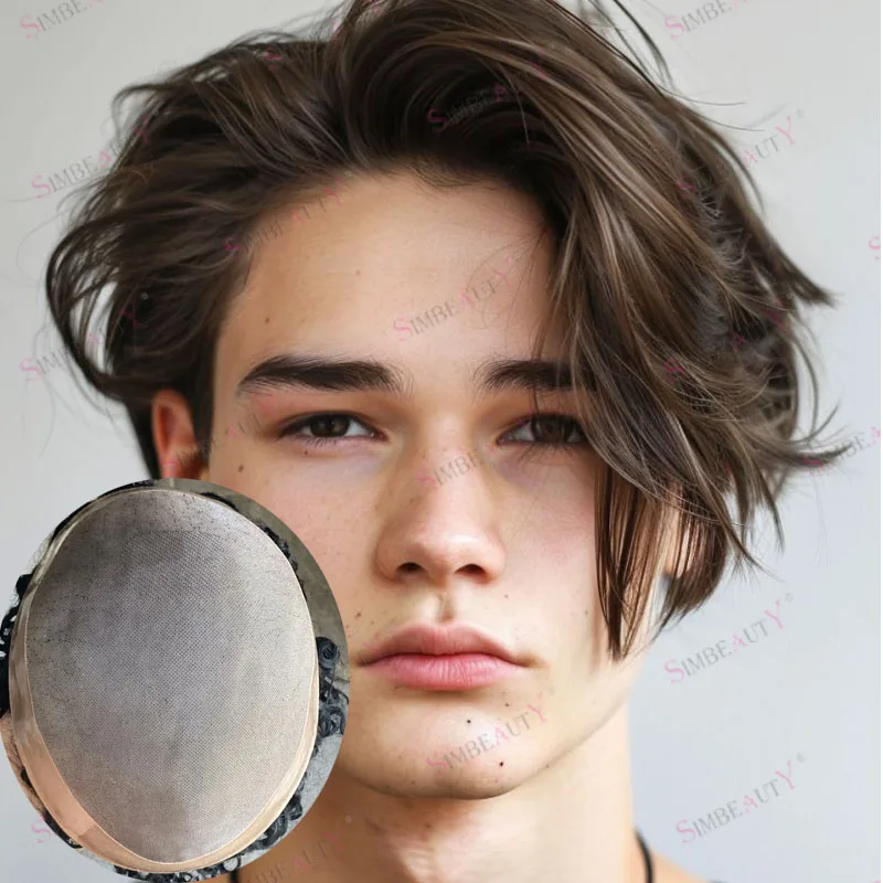 

Суперпрочный парик-система для мужчин из 100% натуральных человеческих волос, плотность 100%, длина 6 дюймов, светло-коричневый, на монобазе NPU, с естественной линией роста волос, волнистый