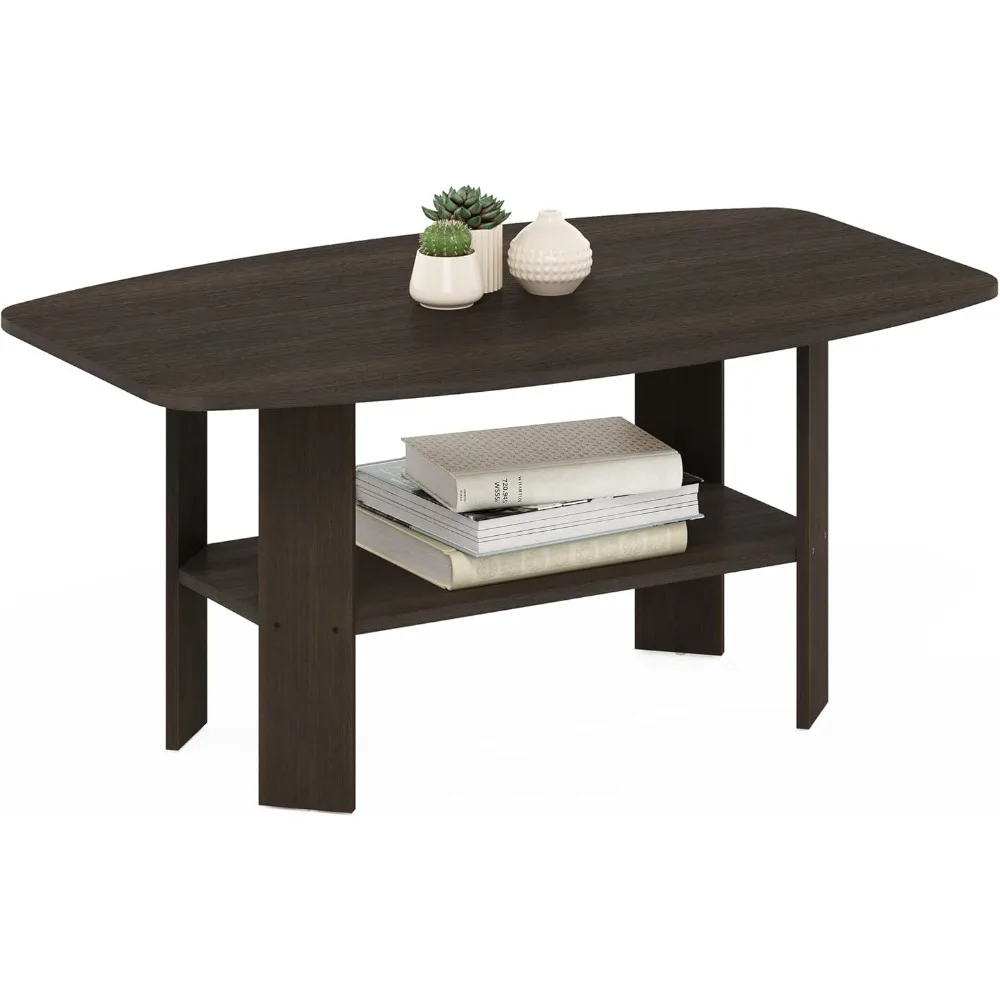 

Dark Brown Simple Coffee Table - Sturdy Particle Board, 10-Min Easy Assembly, Perfect for Small Spaces