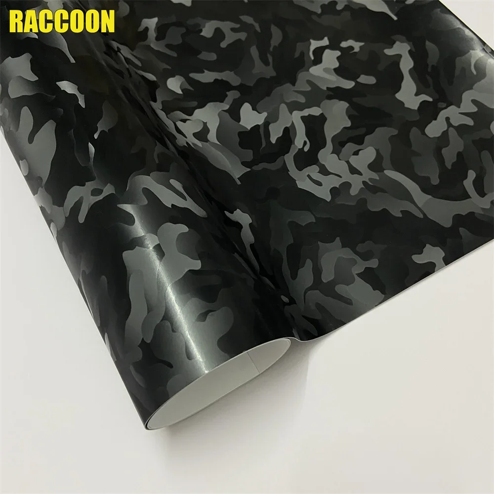 Black Stealth Camo Vinyl Wrap Film Ghost Carbon Fiber Car Vinyl Stickers For Vehicle Motor Bicycle