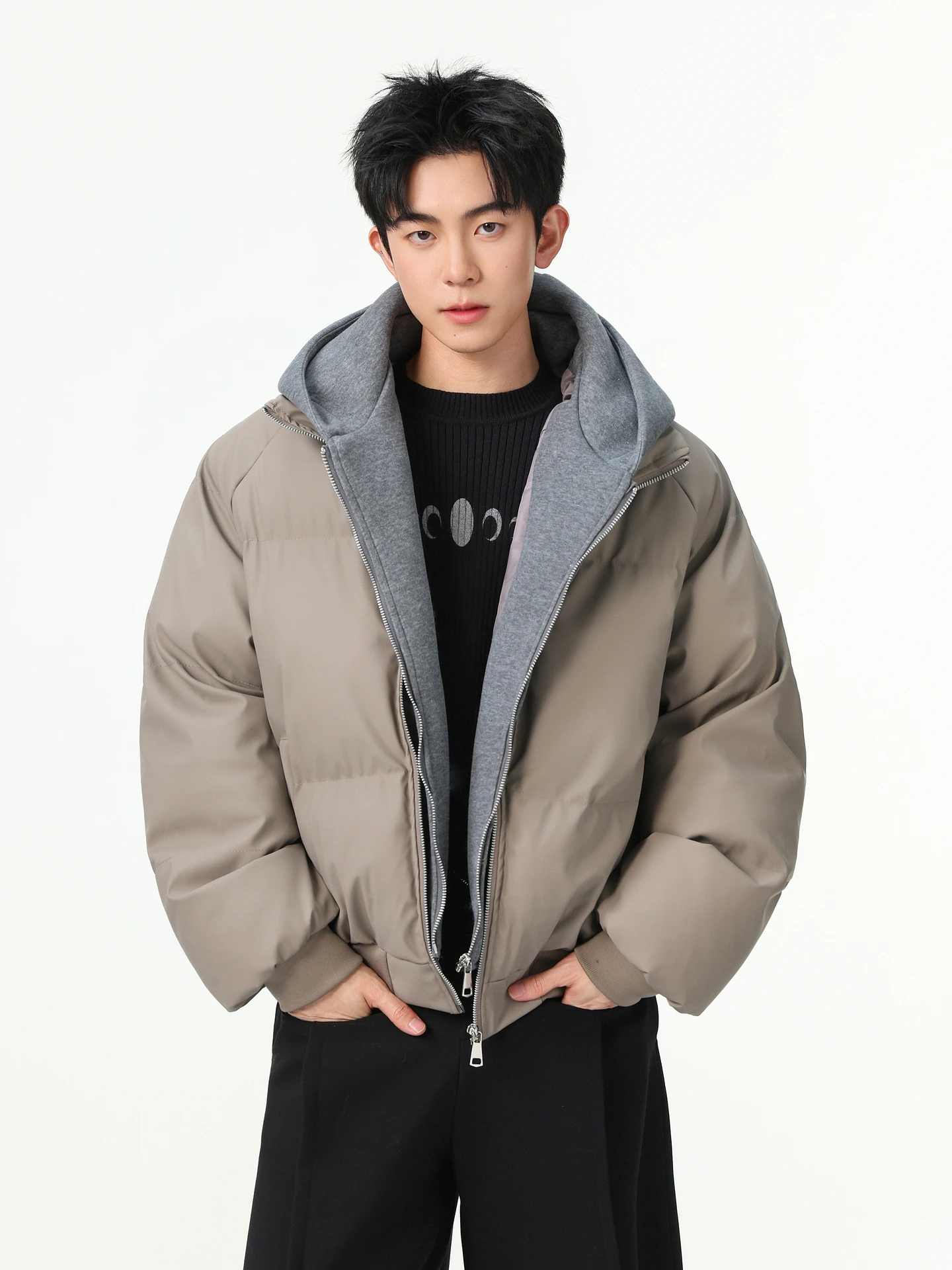 

Мужская хлопковая куртка Warmth And Sle, молодежная, модная, с капюшоном, в стиле пэчворк, свободного кроя, универсальная зимняя куртка для подростков, повседневная одежда