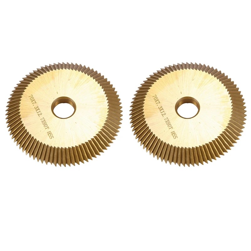 

2Pc Titanium Coated Key Machine Cutter 70X7.3X12.7Mm 80T Hss Key Duplicate Machine Saw Blade For Cutting Keys