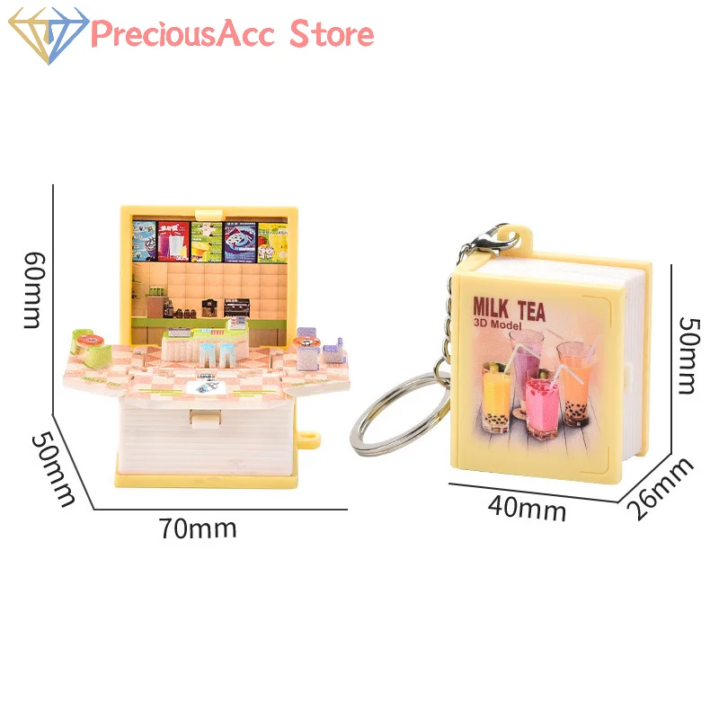 3D Mini Fold Book Keychain Children Kids Toys Anxiety Stress Relief Castle Toys Birthday Jewelry Gift Car Key Rings Key Chains