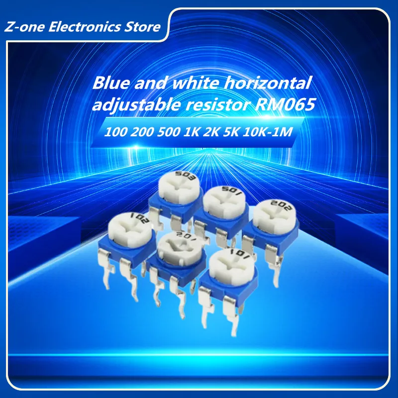 

20pcs RM065 RM-065 Blue White Horizontal Adjustable Resistor 100 200 500 1K 2K 5K 10K 20K 50K 100K 200K 500K 1M Ohms 100R 200R