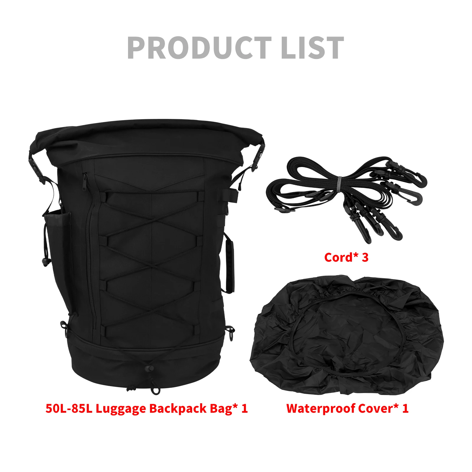 Motorcycle 50L-85L Luggage Backpack Sissy Bar Backrest Bag With Straps Universal For Most Motorcycles Expandable Tail Rack Bag