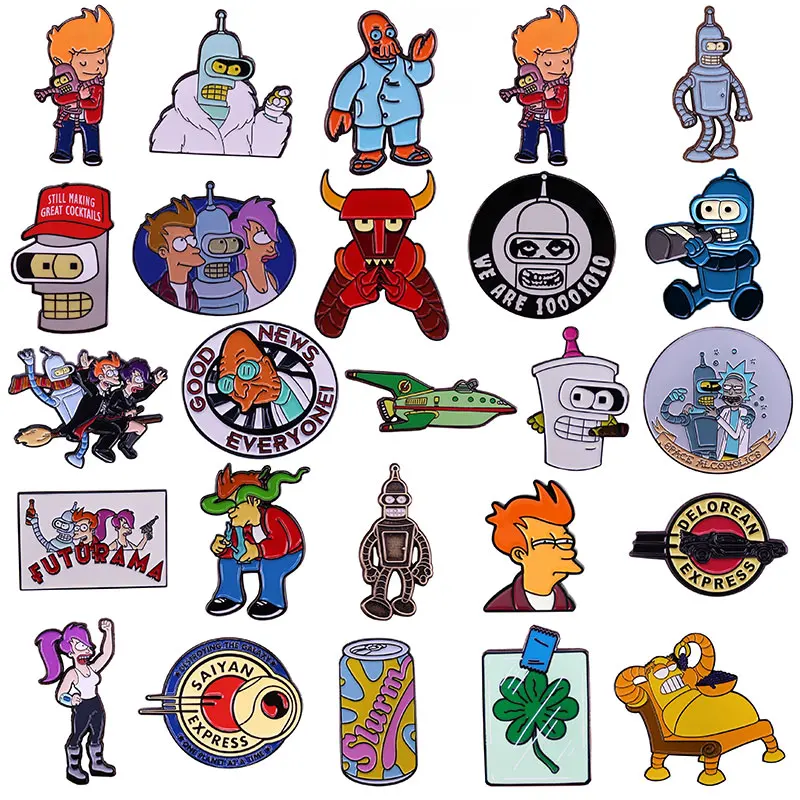 Futurama Enamel Pin Anime Movies Brooch Cute Anime Metal Lapel Badges  for Backpacks Brooches Fashion Jewelry Accessories Gifts