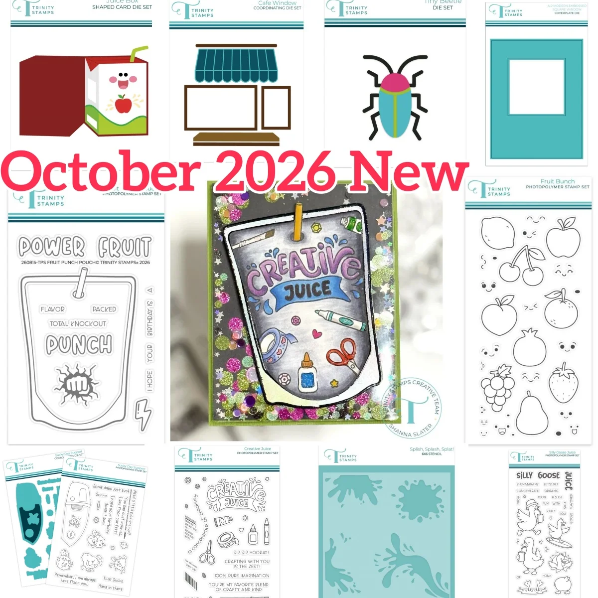 October 2026 Goose Juice Box Cafe Window Fruit Metal Cutting Dies Clear Stamps Stencil for DIY Making Gift Card Scrapbook New