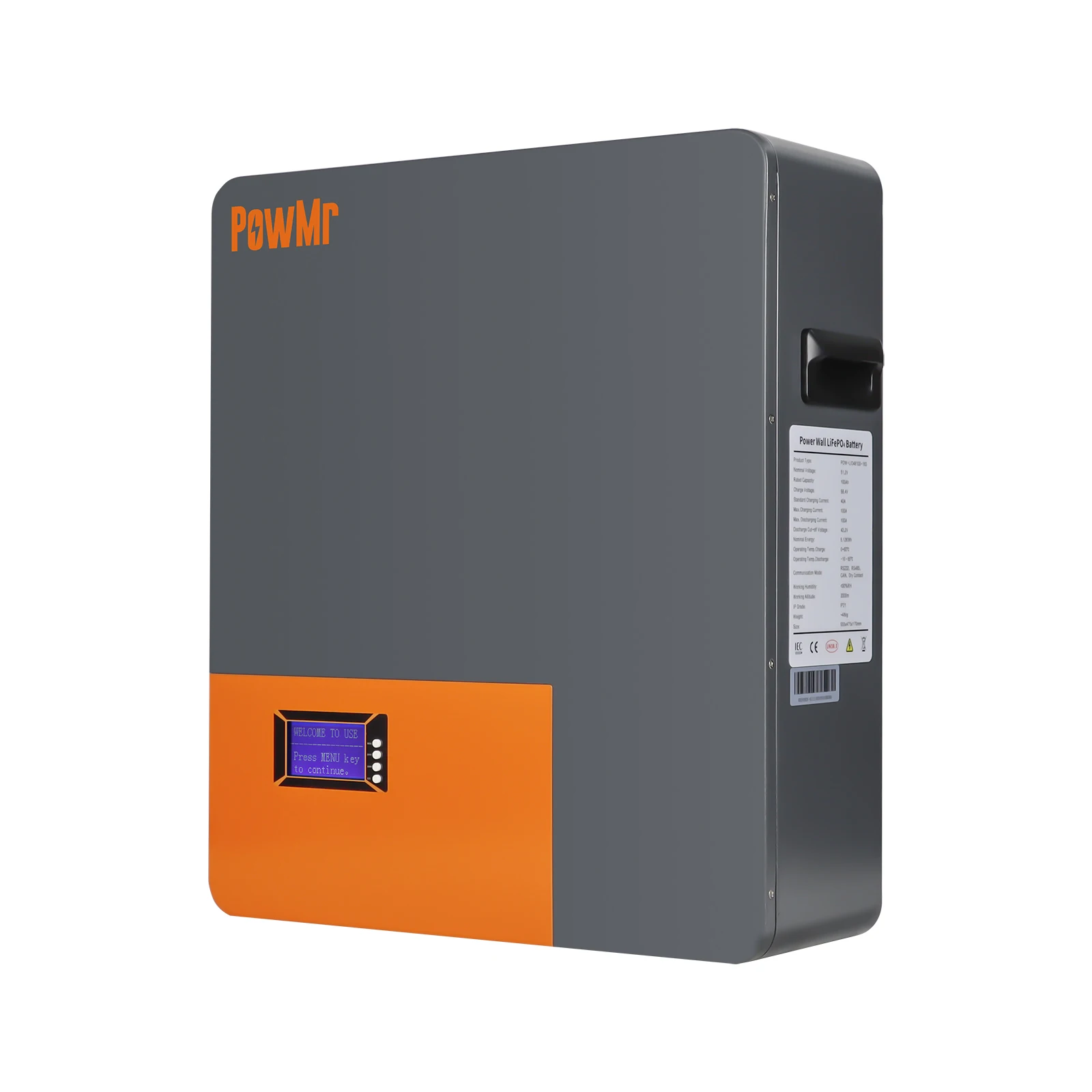 PowMr 51.2V 200AH/10,24KWH LiFePO4 Lithium-Eisenphosphat Powerwall Akku parallel 16 Stück + Zyklus mit RS232 RS485 BMS