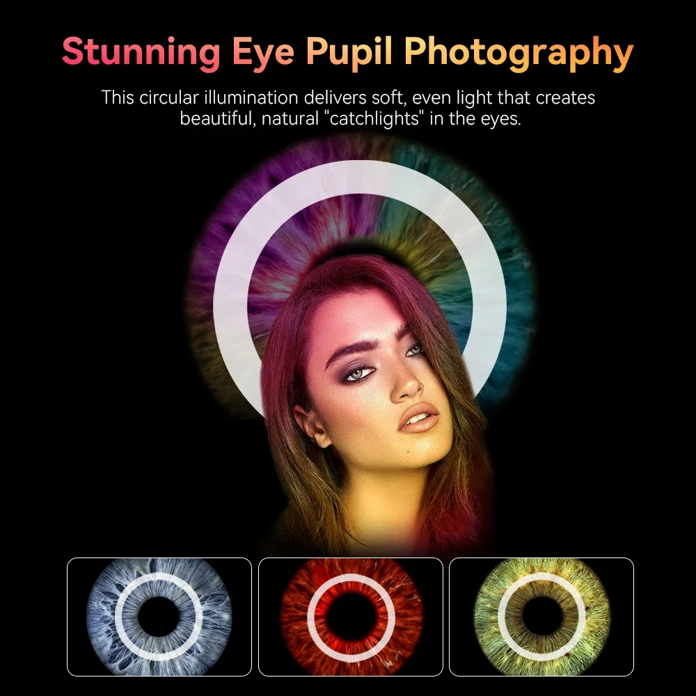 

Заполняющий светильник для макрообъектива с резьбой 37 мм, 52 мм, кольцевой светильник для объектива камеры с высокой мощностью + 45 режимов освещения для макрообъективов