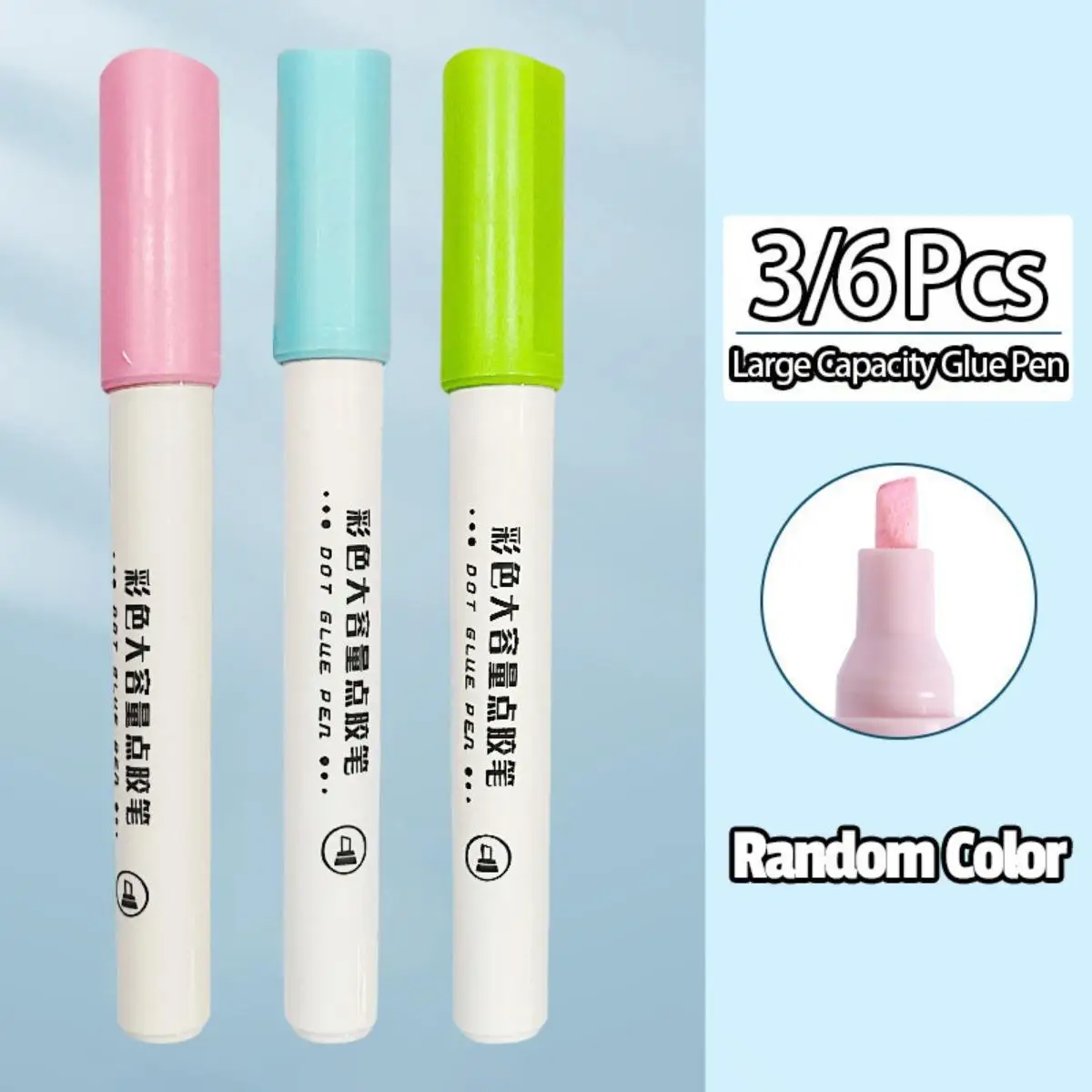 3/6Pcs Large Capacity Glue Pen,Self-adhesive,Rapid Drying,Waterproof for Notebook,Painting,Office School Stationery Supplies