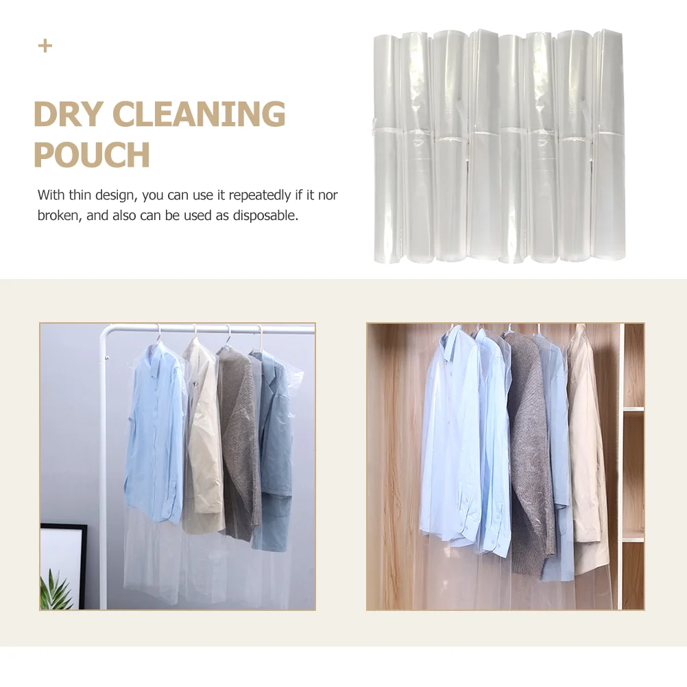 60 Pcs Garment Dry Cleaning Bag Plastic Coat Dust Clothes Storage Bags Cleaner Clear