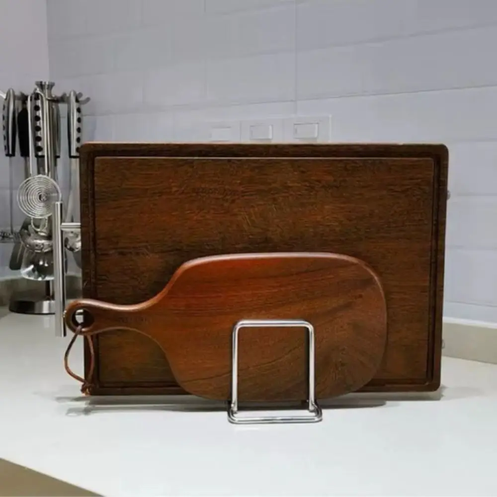Durable Stainless Steel Cutting Board Holder Rustproof 2 Sectional Chopping Board Organizer Space Saving Kitchen Storage Rack