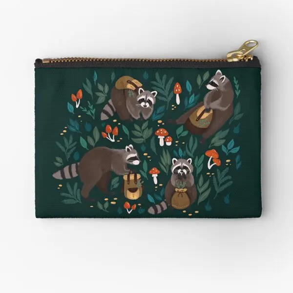 Raccoons Green  Zipper Pouches Pure Bag Coin Packaging Small Cosmetic Pocket Storage Money Socks Men Panties Women Key Wallet